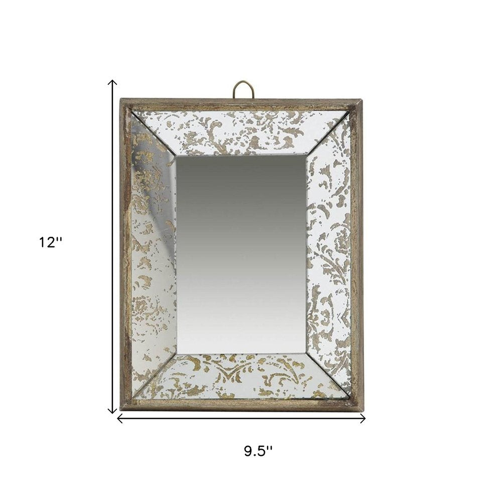 12" Silver Metal Framed Antiqued Glass Accent Mirror HomeRoots