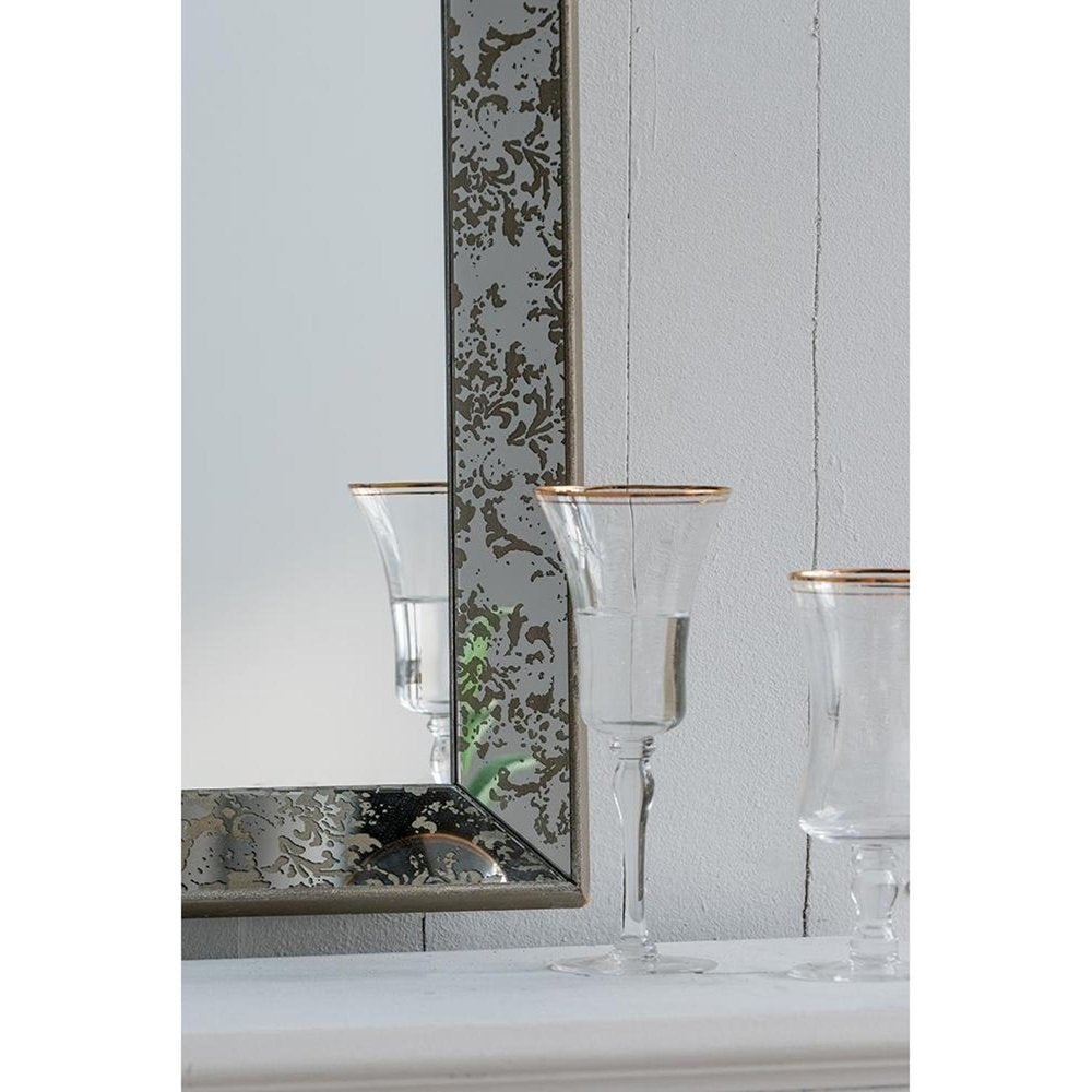 12" Silver Metal Framed Antiqued Glass Accent Mirror HomeRoots