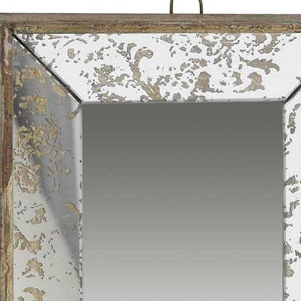 12" Silver Metal Framed Antiqued Glass Accent Mirror HomeRoots
