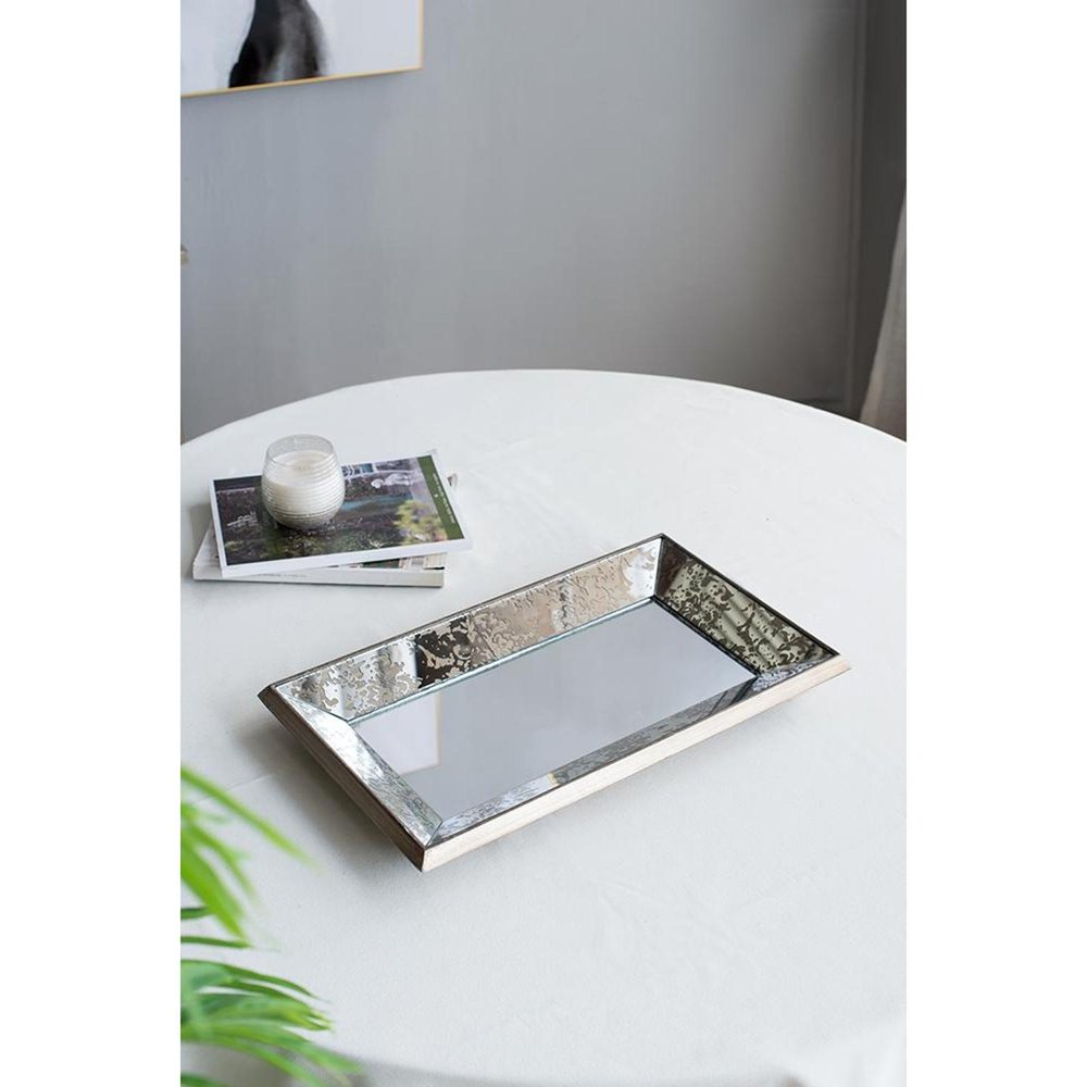 24" Silver Glass Framed Accent Mirror HomeRoots