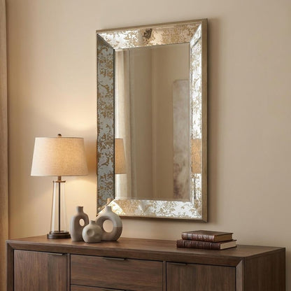 24" Silver Glass Framed Accent Mirror HomeRoots