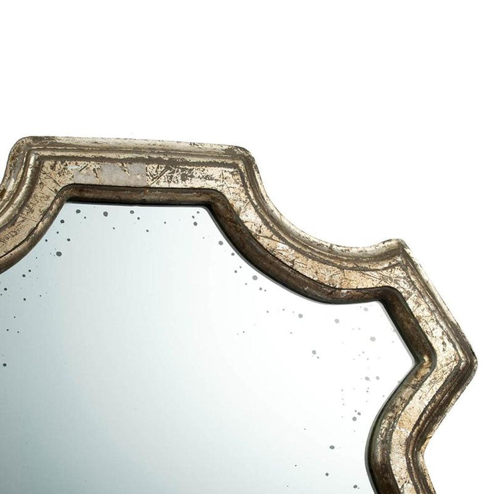 24" Silver Solid Wood Abstract Framed Accent Mirror HomeRoots