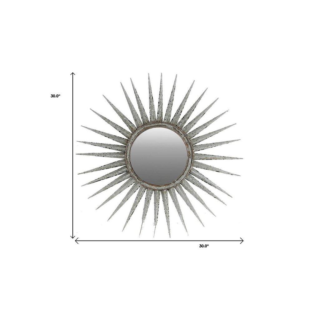 30" Silver Metal Sunburst Framed Accent Mirror HomeRoots