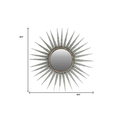 30" Silver Metal Sunburst Framed Accent Mirror HomeRoots