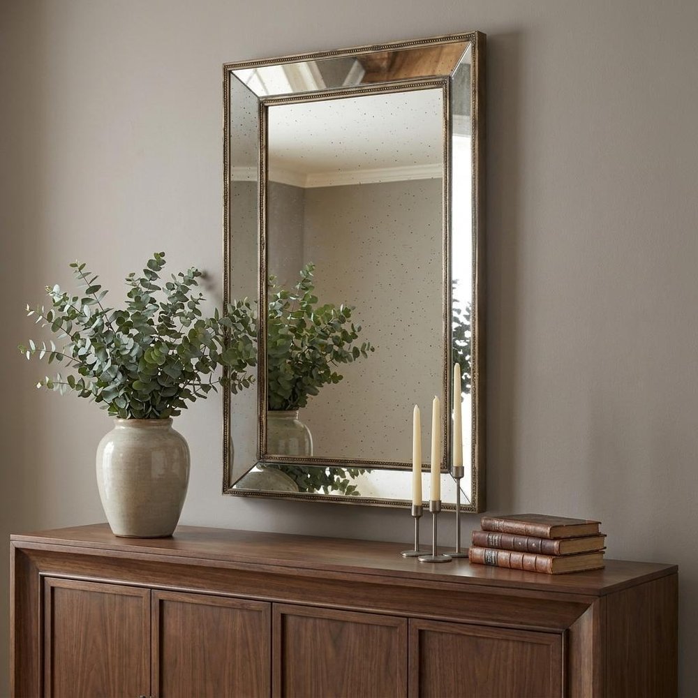 43" Silver Wood Framed Accent Mirror HomeRoots