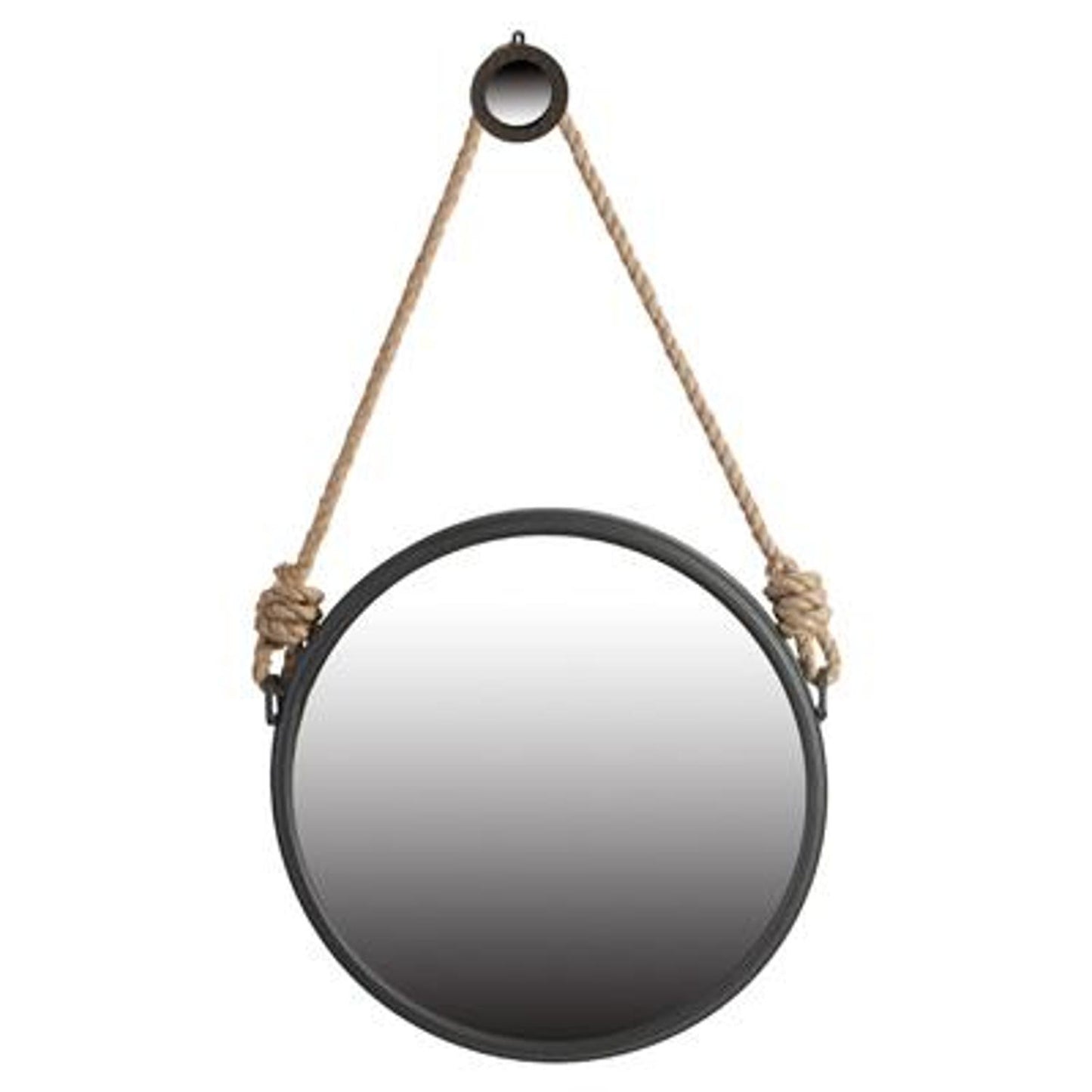 Black and Silver Round Accent Metal Mirror