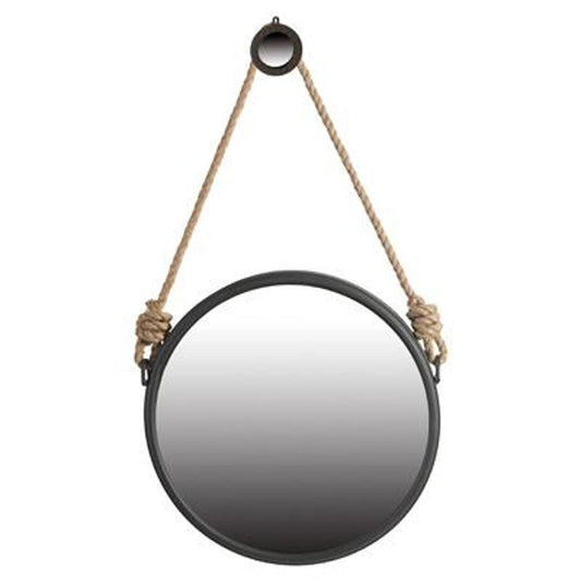 Black and Silver Round Accent Metal Mirror HomeRoots
