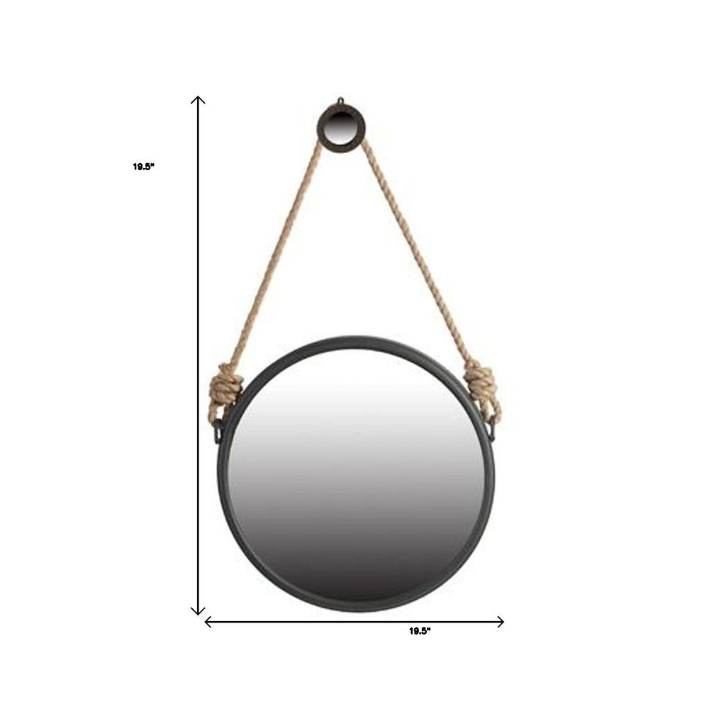 Black and Silver Round Accent Metal Mirror HomeRoots
