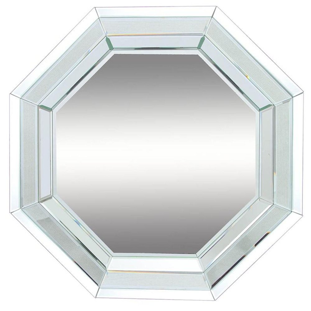 28" Silver Octagon Glass Framed Accent Mirror HomeRoots