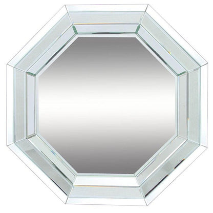 28" Silver Octagon Glass Framed Accent Mirror HomeRoots