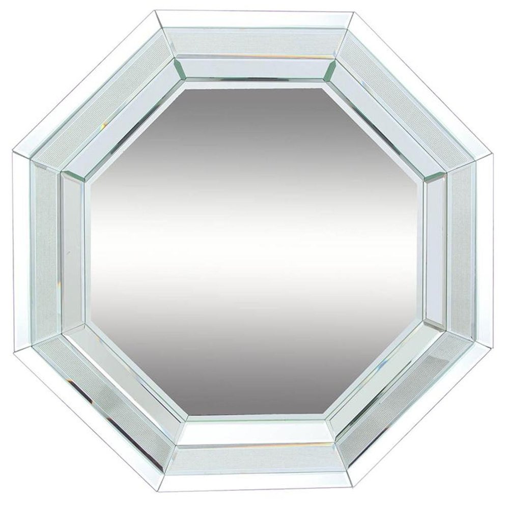 28" Silver Octagon Glass Framed Accent Mirror HomeRoots