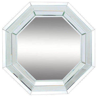 28" Silver Octagon Glass Framed Accent Mirror HomeRoots