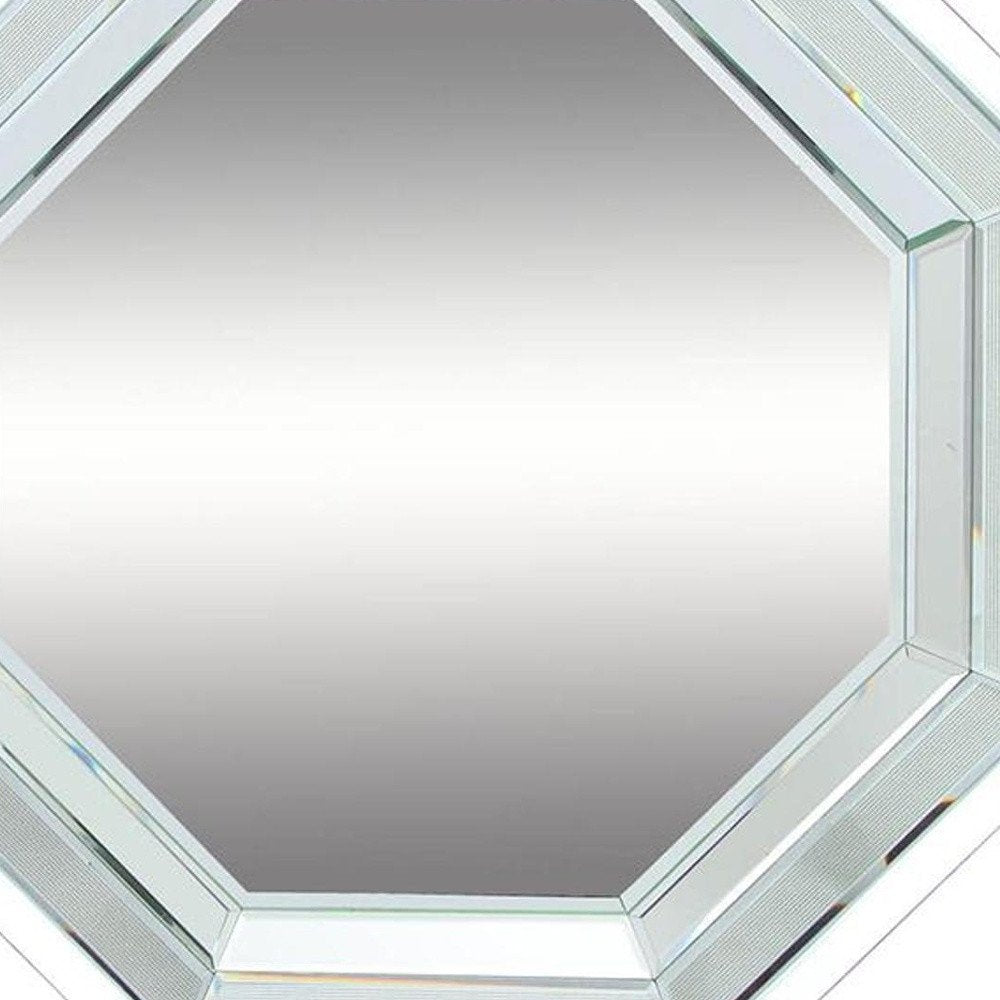 28" Silver Octagon Glass Framed Accent Mirror HomeRoots