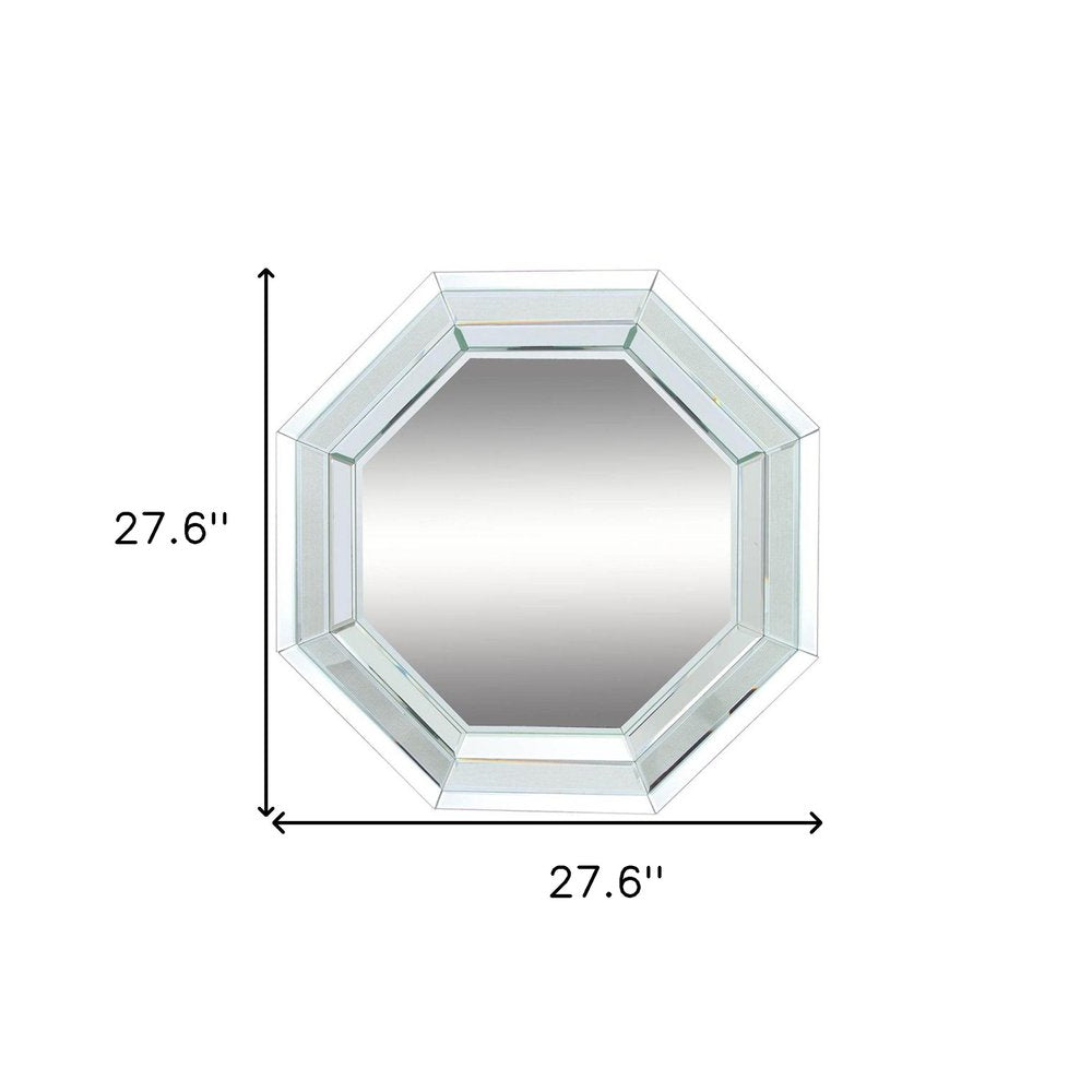 28" Silver Octagon Glass Framed Accent Mirror HomeRoots