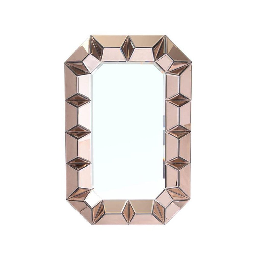 35" Rose Gold Glass Abstract Ornate Framed Accent Mirror HomeRoots