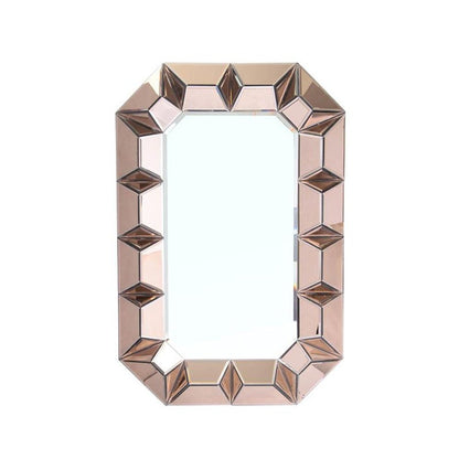 35" Rose Gold Glass Abstract Ornate Framed Accent Mirror HomeRoots