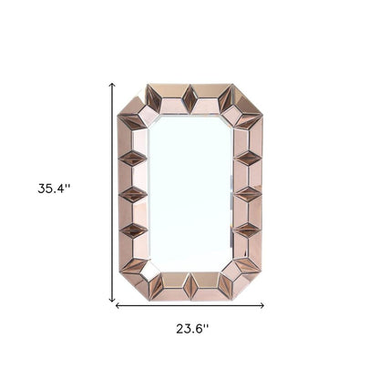35" Rose Gold Glass Abstract Ornate Framed Accent Mirror HomeRoots