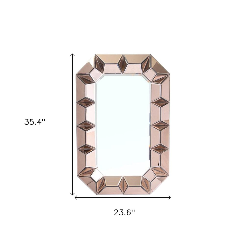 35" Rose Gold Glass Abstract Ornate Framed Accent Mirror HomeRoots