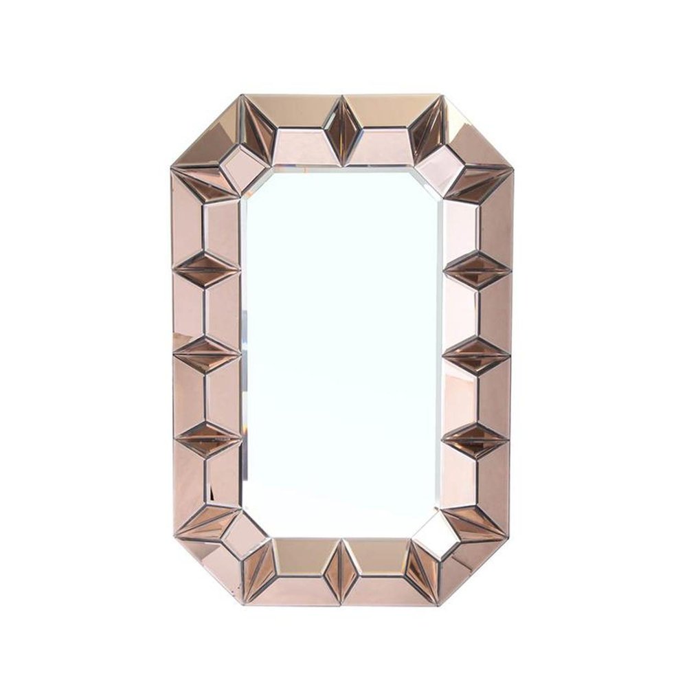 35" Rose Gold Glass Abstract Ornate Framed Accent Mirror HomeRoots