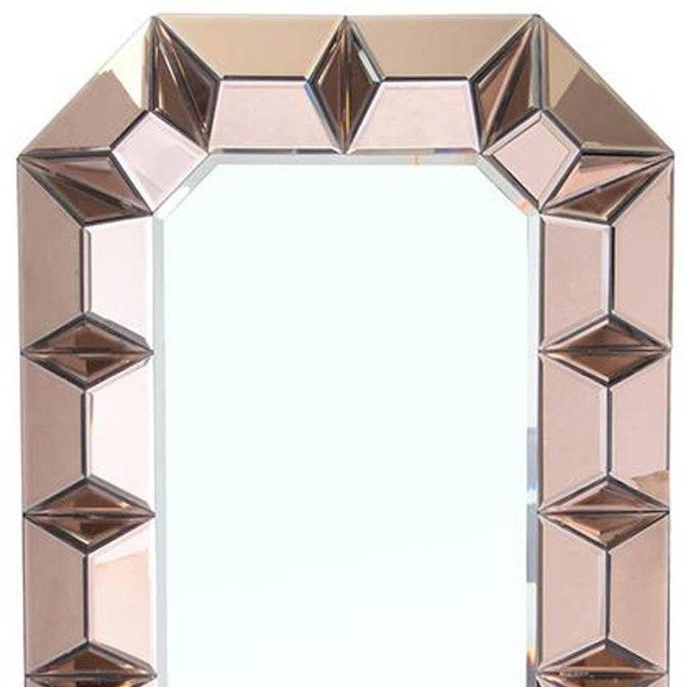 35" Rose Gold Glass Abstract Ornate Framed Accent Mirror HomeRoots