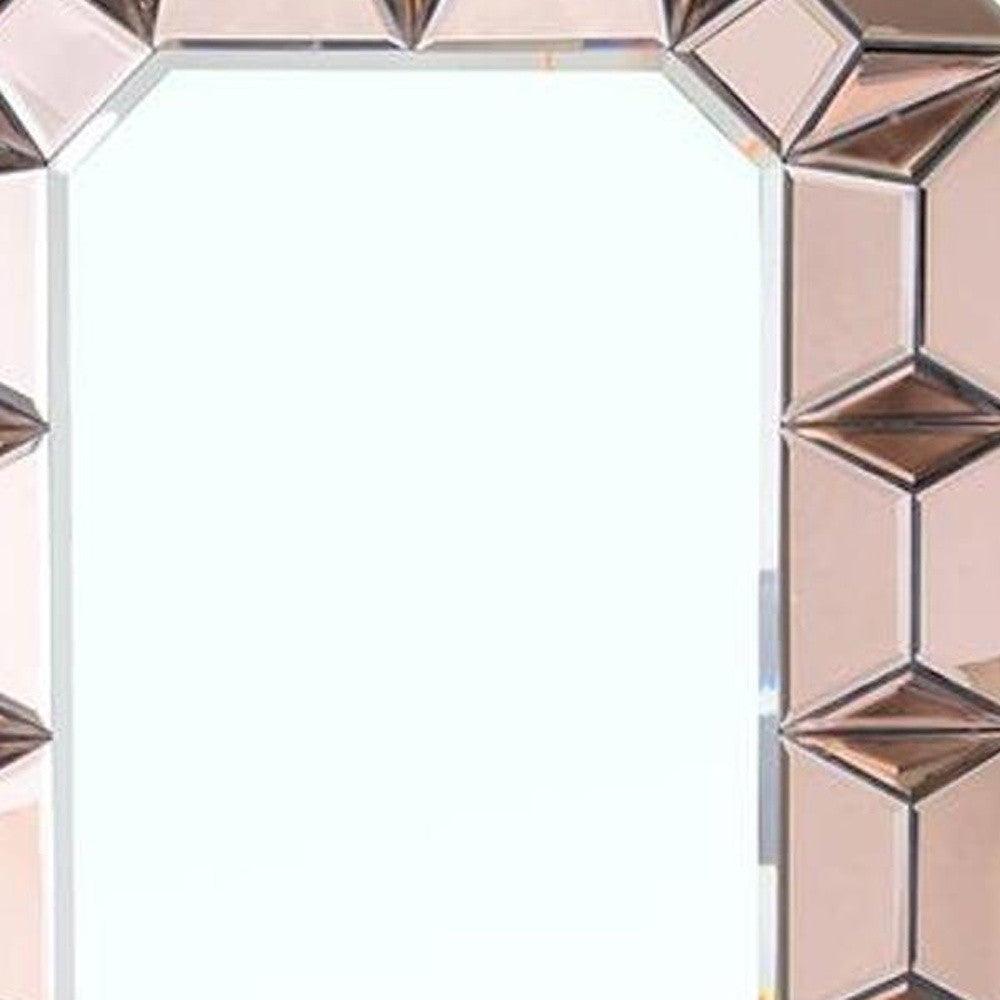 35" Rose Gold Glass Framed Accent Mirror