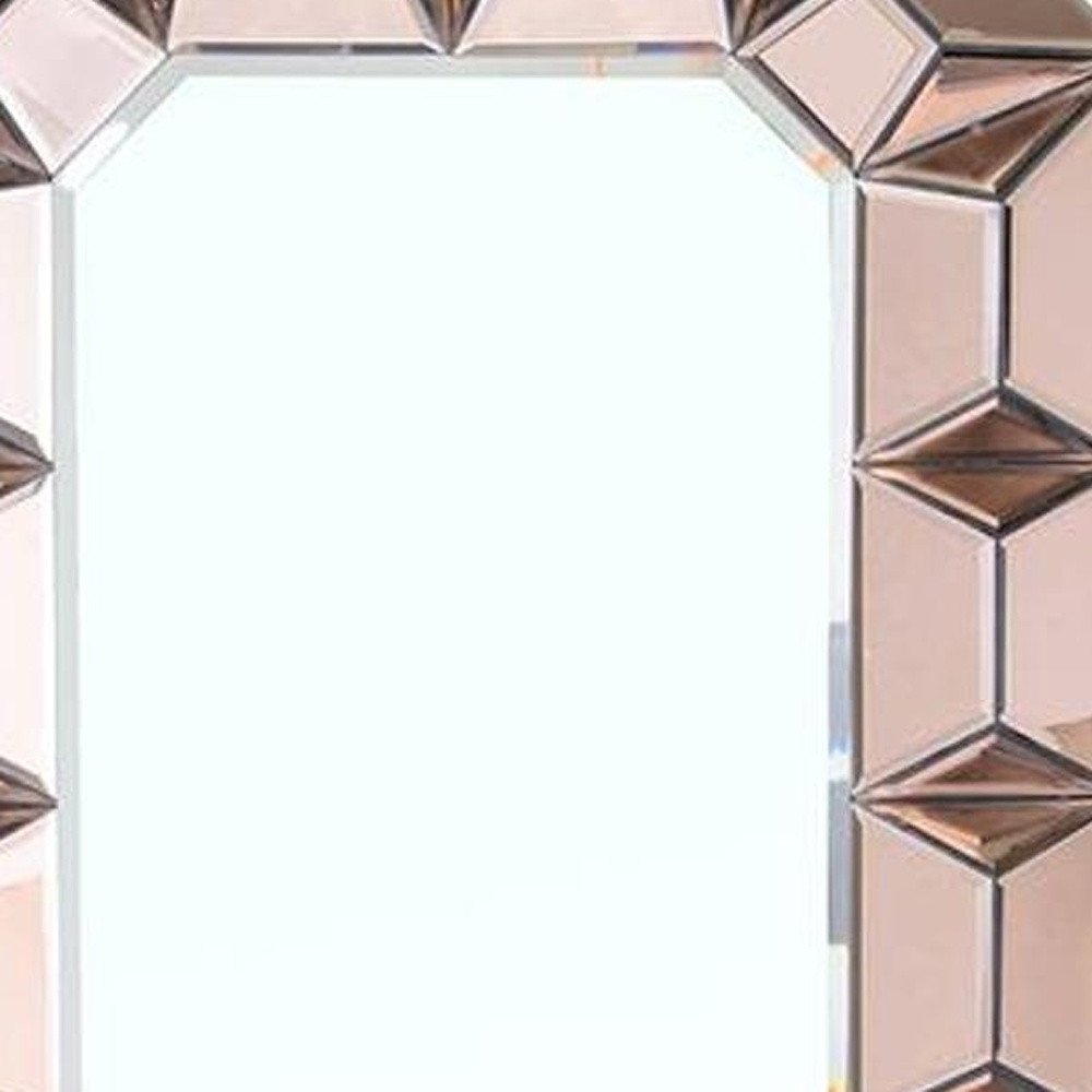 35" Rose Gold Glass Abstract Ornate Framed Accent Mirror HomeRoots