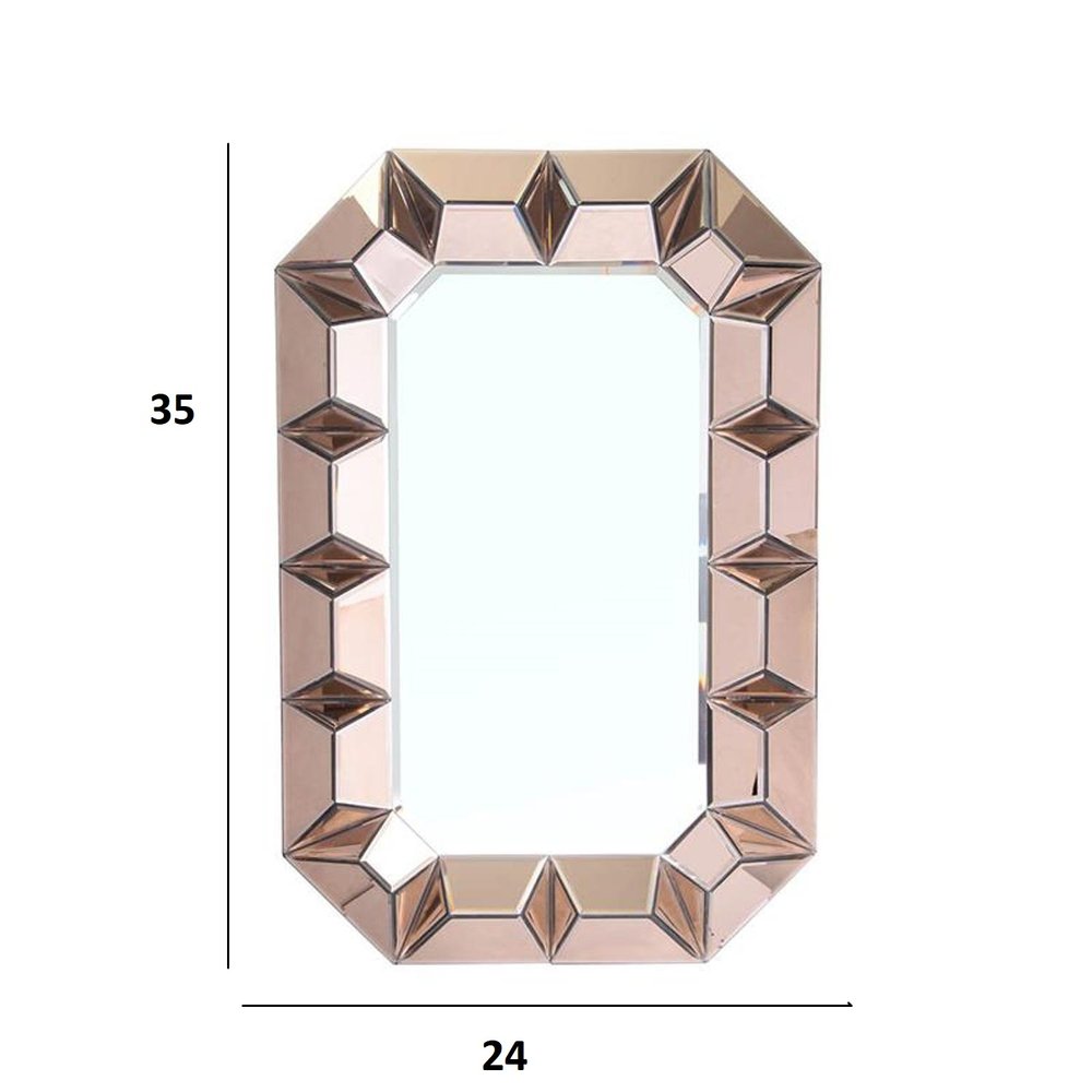 35" Rose Gold Glass Abstract Ornate Framed Accent Mirror HomeRoots