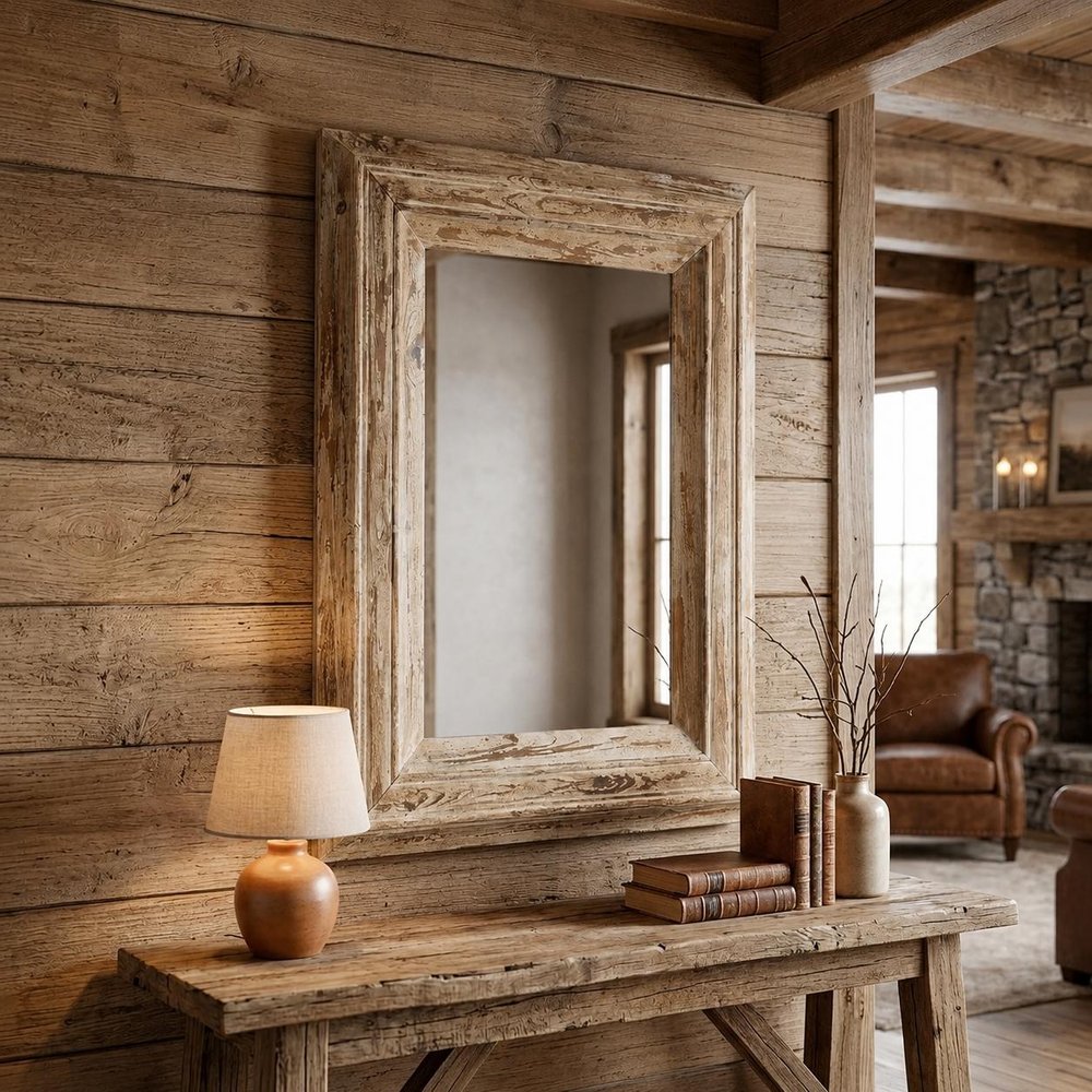 39" Natural Distressed Wood Framed Accent Mirror HomeRoots