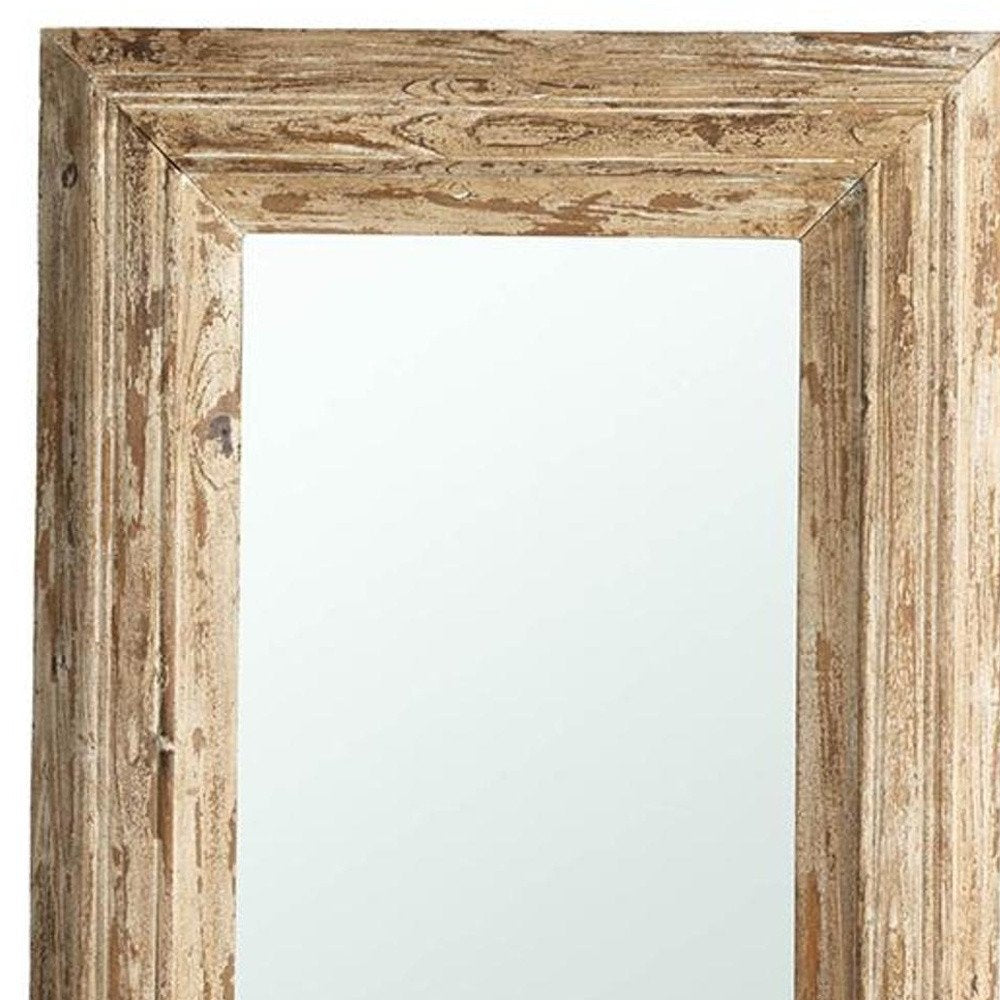 39" Natural Distressed Wood Framed Accent Mirror HomeRoots
