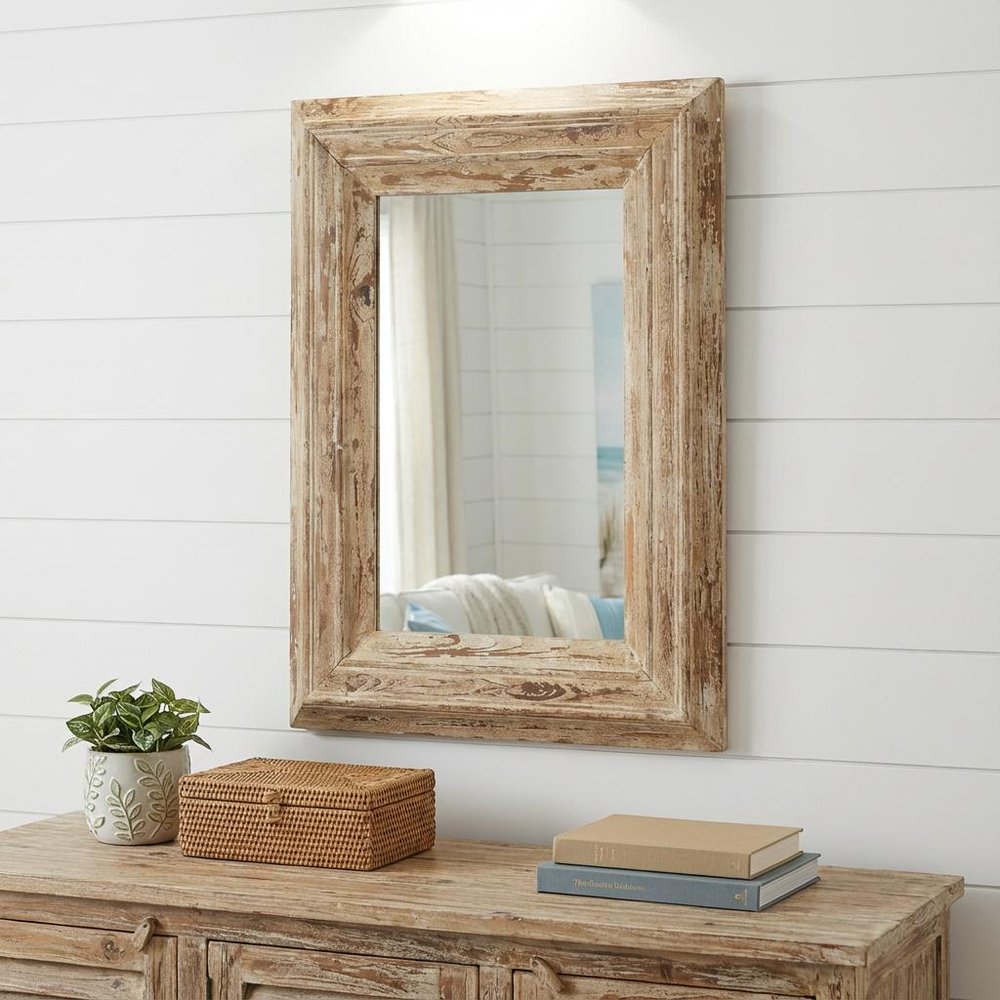39" Natural Distressed Wood Framed Accent Mirror HomeRoots