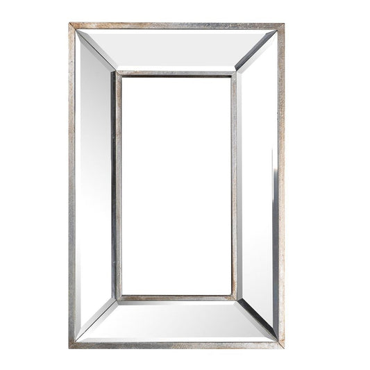 18" Silver Beveled Glass Framed Accent Mirror