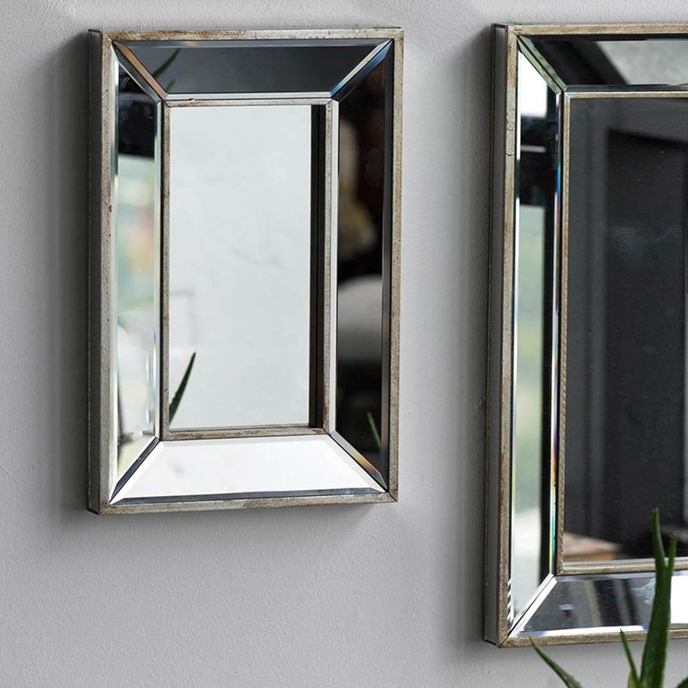 18" Silver Beveled Glass Framed Accent Mirror HomeRoots