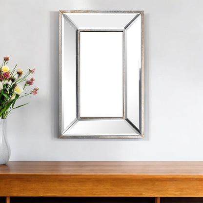 18" Silver Beveled Glass Framed Accent Mirror HomeRoots