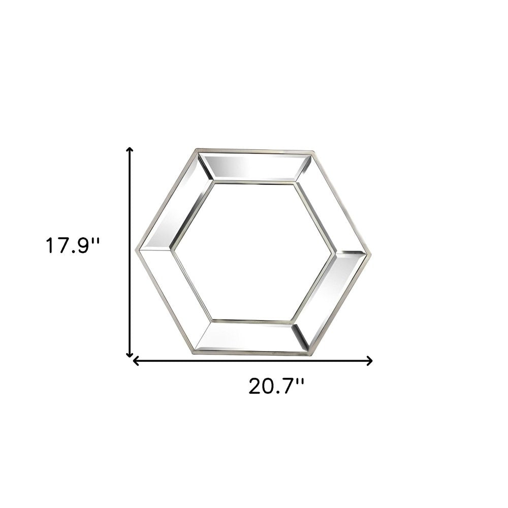18" Silver Hexagon Glass Framed Accent Mirror HomeRoots