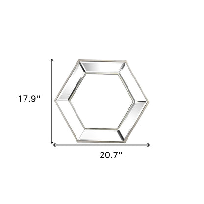 18" Silver Hexagon Glass Framed Accent Mirror HomeRoots