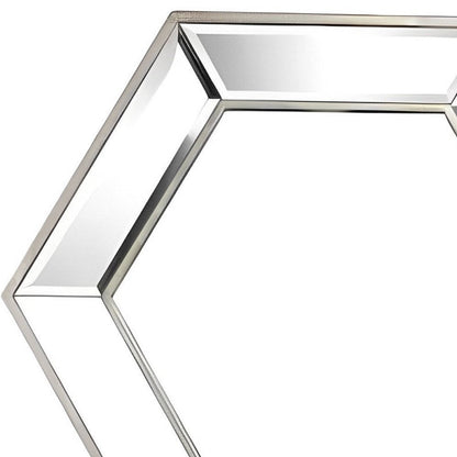 18" Silver Hexagon Glass Framed Accent Mirror HomeRoots