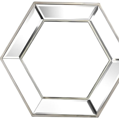 18" Silver Hexagon Glass Framed Accent Mirror HomeRoots