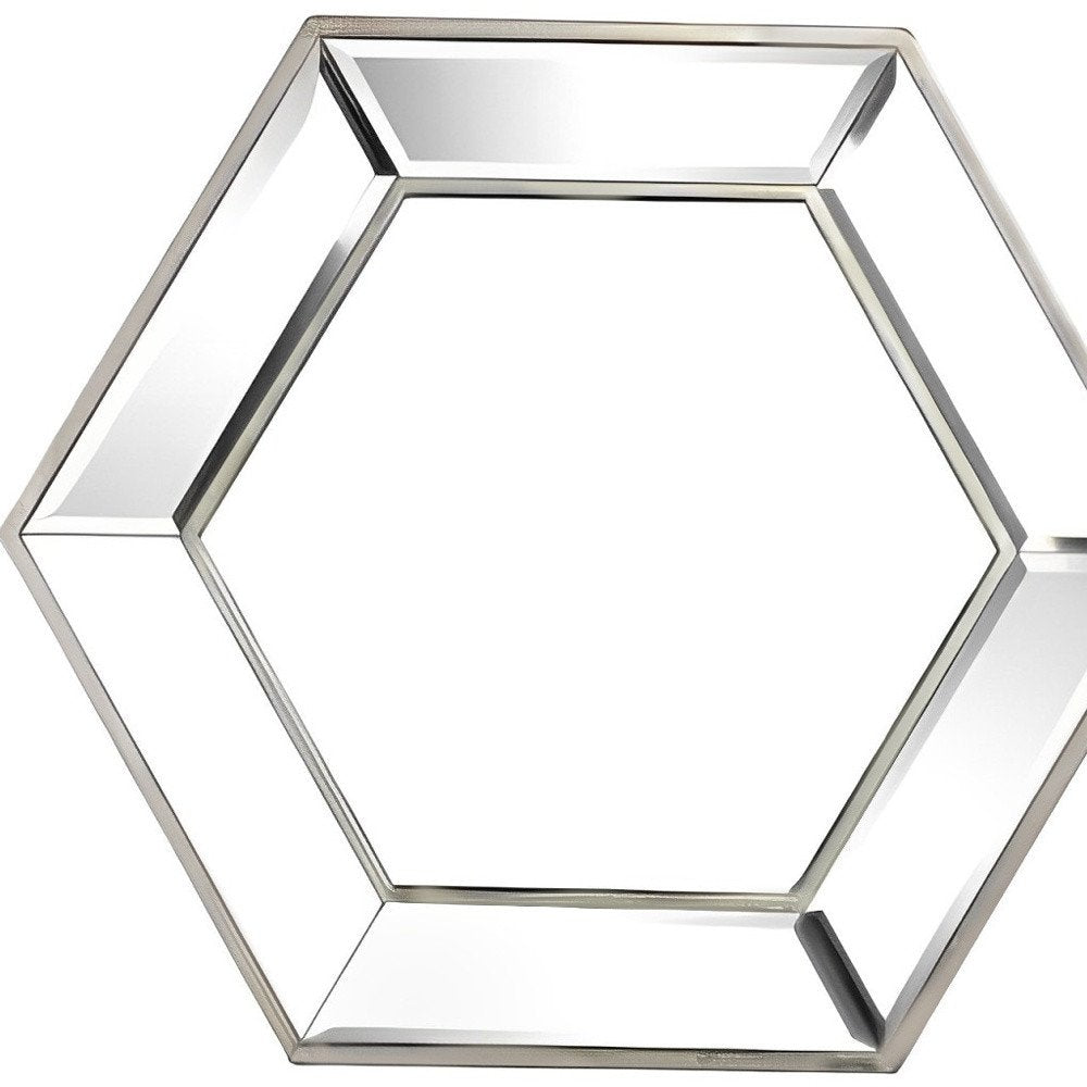 18" Silver Hexagon Glass Framed Accent Mirror HomeRoots