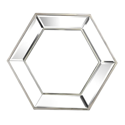 18" Silver Hexagon Glass Framed Accent Mirror HomeRoots