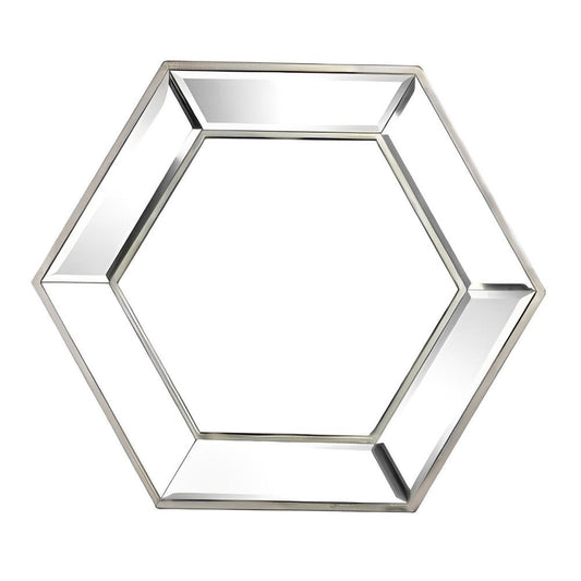 18" Silver Hexagon Glass Framed Accent Mirror HomeRoots
