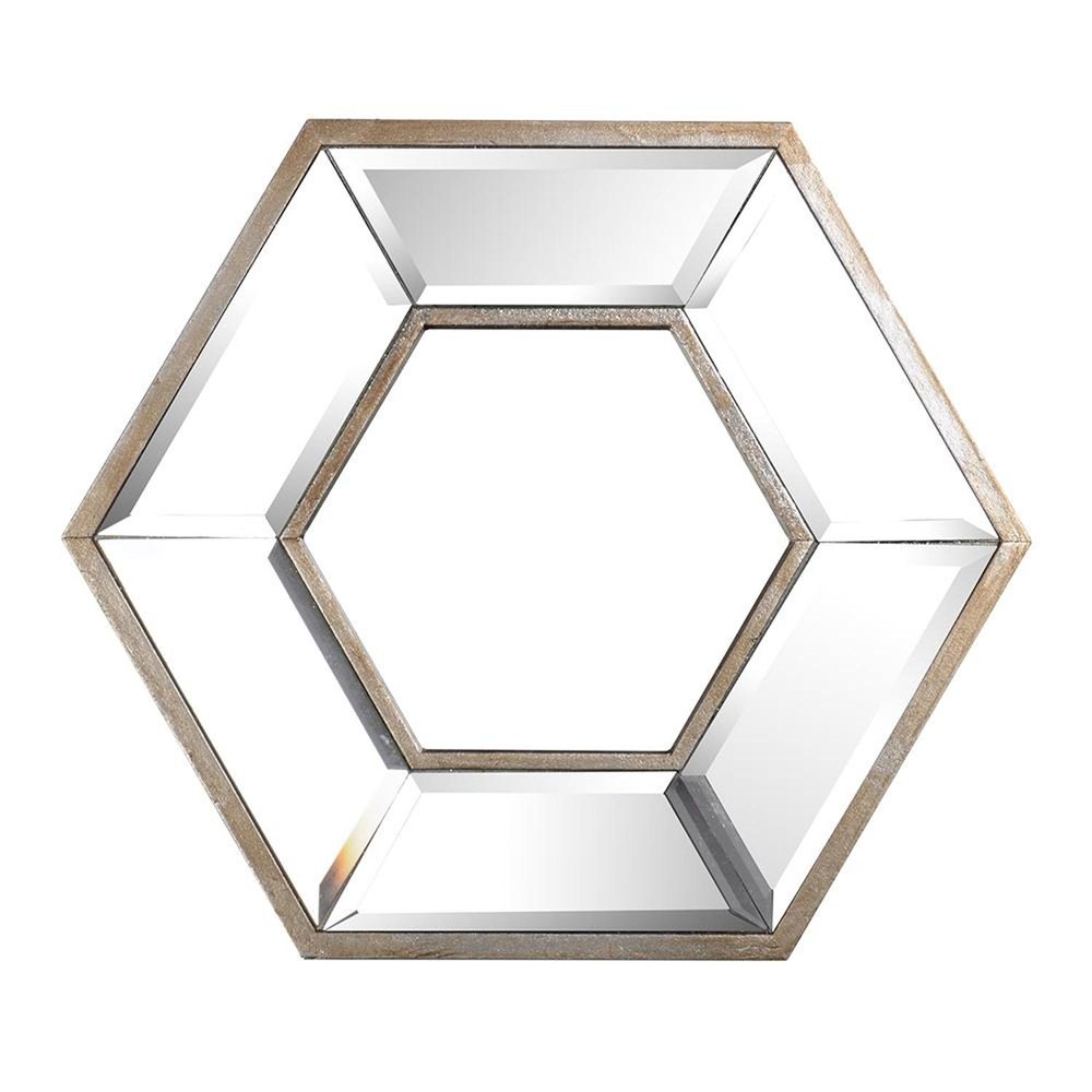 12" Silver Wood Hexagon Framed Accent Mirror HomeRoots