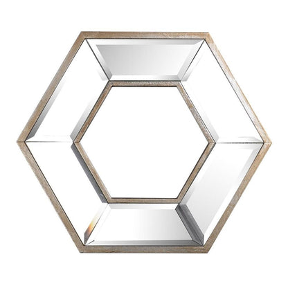 12" Silver Wood Hexagon Framed Accent Mirror HomeRoots
