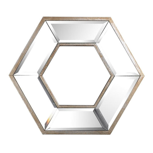 12" Silver Wood Hexagon Framed Accent Mirror HomeRoots