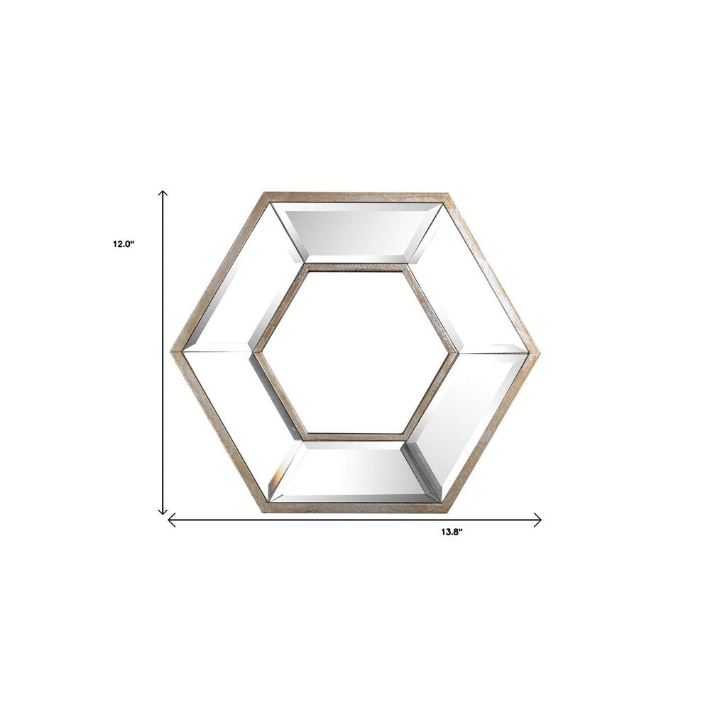 12" Silver Wood Hexagon Framed Accent Mirror HomeRoots