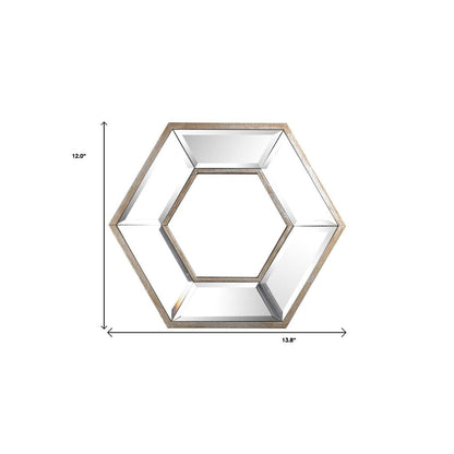 12" Silver Wood Hexagon Framed Accent Mirror HomeRoots
