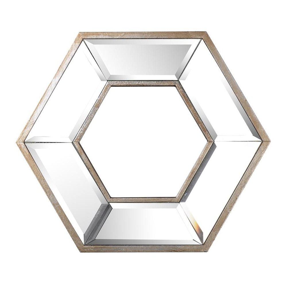 12" Silver Wood Hexagon Framed Accent Mirror HomeRoots