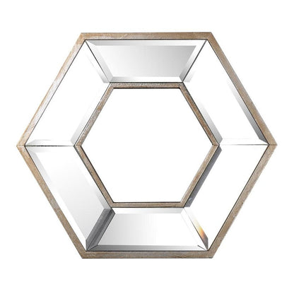 12" Silver Wood Hexagon Framed Accent Mirror HomeRoots