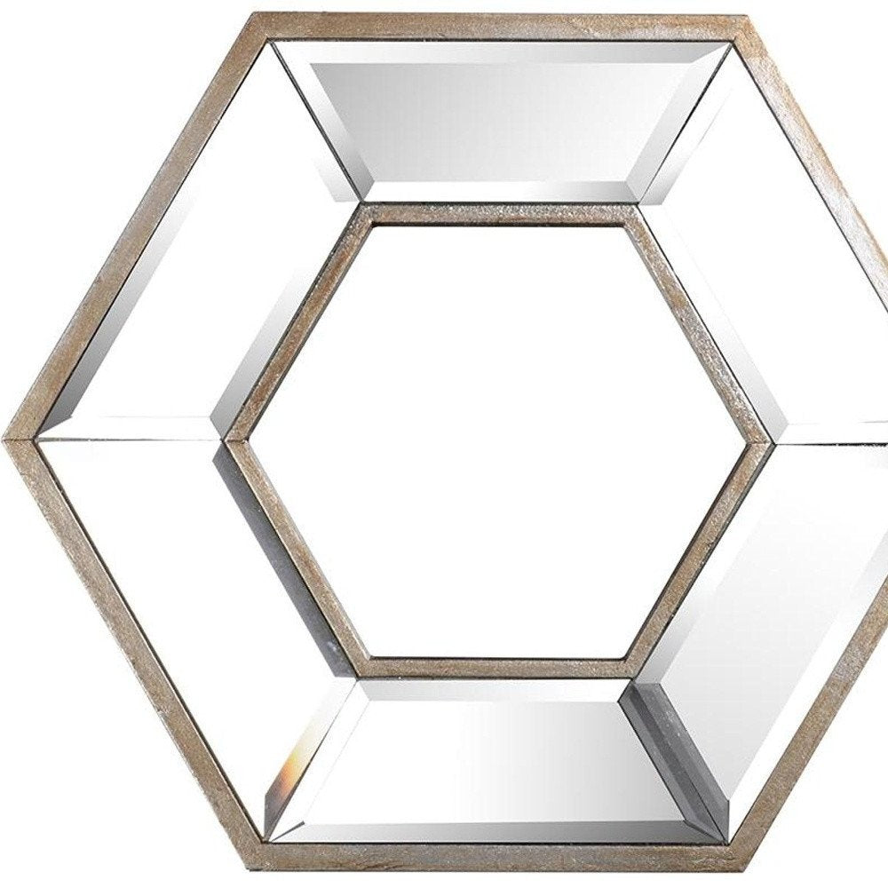12" Silver Wood Hexagon Framed Accent Mirror HomeRoots