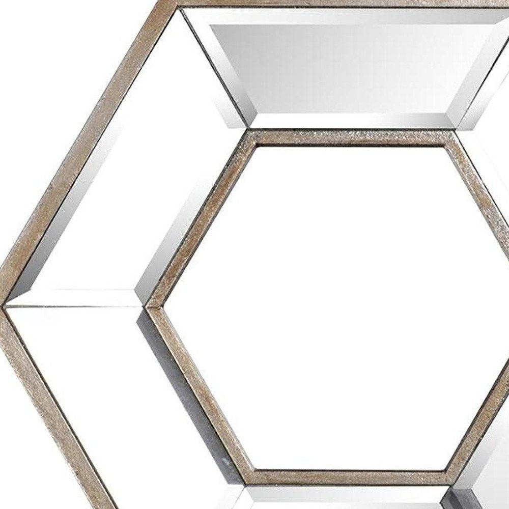 12" Silver Wood Hexagon Framed Accent Mirror HomeRoots