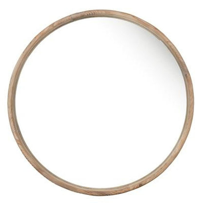 28" Brown Solid Wood Round Framed Accent Mirror HomeRoots